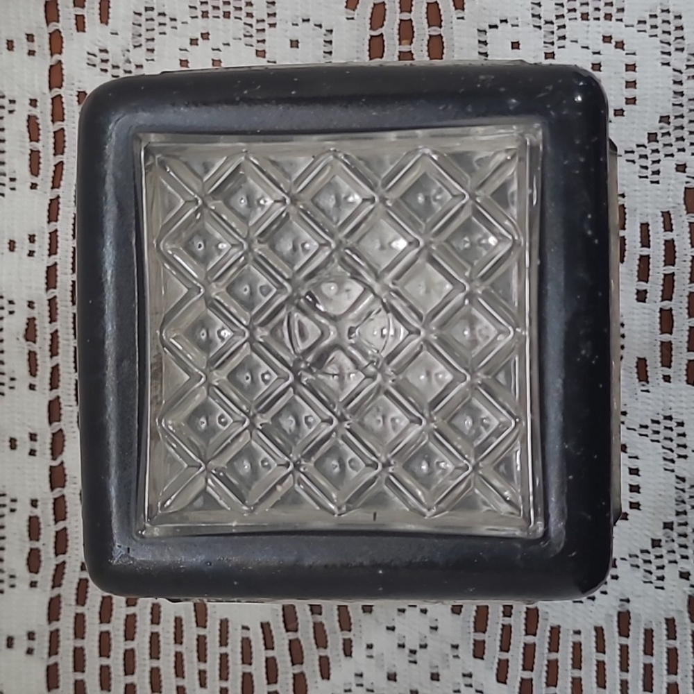 Black Enameled and Clear Glass Square Porch Light Cover - Picture 7 of 8